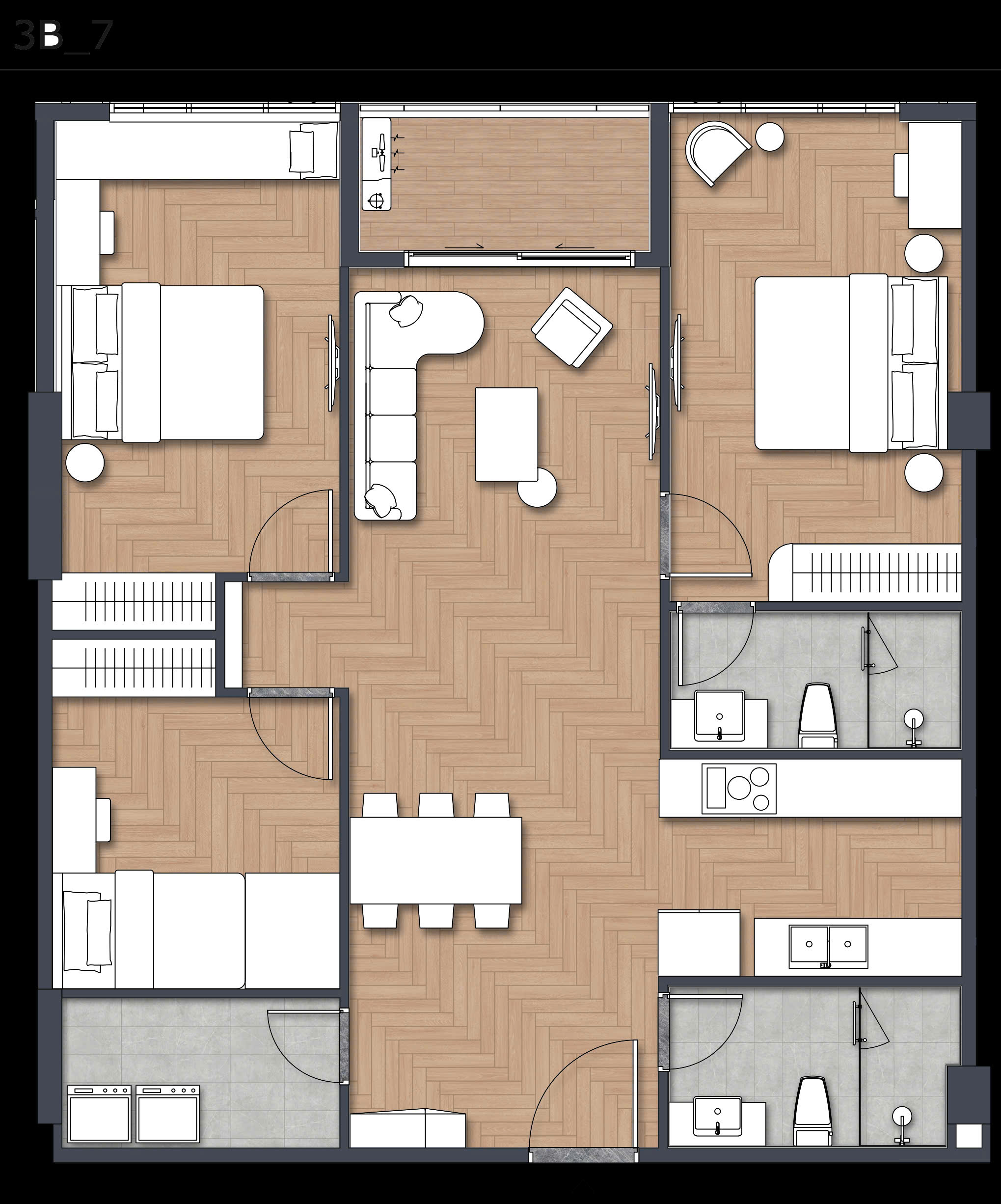 thiết kế 3 pn 2wc