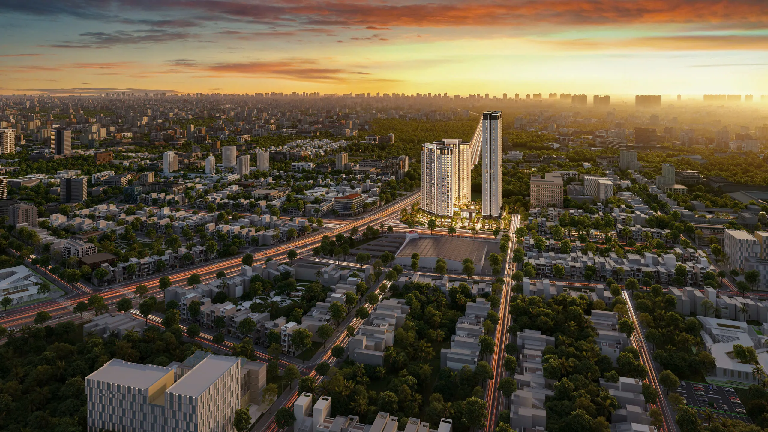 Phối cảnh về đêm Green Skyline
